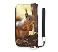 DWTJKMS Funny Squirrel Long Wallet Slim PU Leather Wallets for Men Women Minimalist Wallet with Card Slots, white, 20x10.5cm