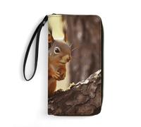 DWTJKMS Funny Squirrel Long Wallet Slim PU Leather Wallets for Men Women Minimalist Wallet with Card Slots, white, 19.7x10.5cm