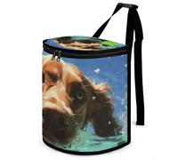 DWTJKMS Funny Swimming Dog Car Trash Can with Lid Large Capacity Hanging Auto Trash Bin Leak-Proof Waterproof Trash Bin Cars Must Haves Interior Accessories