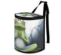 DWTJKMS Funny Yoga Frog Car Trash Can with Lid Large Capacity Hanging Auto Trash Bin Leak-Proof Waterproof Trash Bin Cars Must Haves Interior Accessories