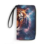 DWTJKMS Galaxy Tiger Long Wallet Slim PU Leather Wallets for Men Women Minimalist Wallet with Card Slots, white, 19.7x10.5cm