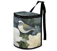 DWTJKMS Gardenia Flowers Birds Car Trash Can with Lid Large Capacity Hanging Auto Trash Bin Leak-Proof Waterproof Trash Bin Cars Must Haves Interior Accessories