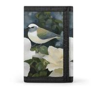 DWTJKMS Gardenia Flowers Birds Wallet Minimalist Mens Slim Trifold Wallets Modern Fashion Wallets Anti-Theft Wallet Holds Cards And Cash
