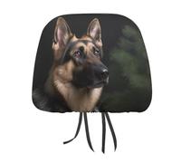 DWTJKMS German Shepherd Car Seat Headrest Cover 2 PCS Adjustable Reusable, Auto Interior Seat Accessories Cute Vintage Car Headrest Protector Seats Cover,for Most Cars