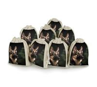 DWTJKMS German Shepherd Gift Pouches 8PCS Portable Small Drawstring Storage Bags Pouches Reusable Cotton Linen Bunches Pocket For Wedding, Travel, Office, Workout (Unisex)