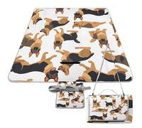 DWTJKMS German Shepherd Picnic Mat, Foldable Waterproof Sand Mat with Tote Bag Large Outdoor Picnic Mats 58" X 58" Camping Blanket for Beach, Park, Travel