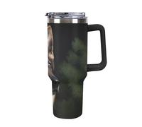 DWTJKMS German Shepherd Stainless Steel Tumbler 40 Oz Leak-proof Large Capacity Car Cup with Handle Straw Double Wall Vacuum Insulated Cup Reusable Keeps Cold Or Hot Black-style