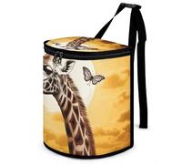 DWTJKMS Giraffe and Sunflower Car Trash Can with Lid Large Capacity Hanging Auto Trash Bin Leak-Proof Waterproof Trash Bin Cars Must Haves Interior Accessories