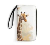 DWTJKMS Giraffe Long Wallet Slim PU Leather Wallets for Men Women Minimalist Wallet with Card Slots, white, 19.7x10.5cm