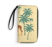 DWTJKMS Giraffe Palm Tree Long Wallet Slim PU Leather Wallets for Men Women Minimalist Wallet with Card Slots, white, 19.7x10.5cm