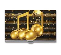 DWTJKMS Gold Musical Note with Fallen Shiny Star Business Card Holder Aluminum Alloy Card Case Metal Name Card Holder for Men Women Professional Credit Card ID Case for Office Business Unique Gift