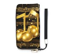 DWTJKMS Gold Musical Note with Fallen Shiny Star Long Wallet Slim PU Leather Wallets for Men Women Minimalist Wallet with Card Slots, white, 20x10.5cm