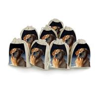DWTJKMS Golden Retriever Gift Pouches 8PCS Portable Small Drawstring Storage Bags Pouches Reusable Cotton Linen Bunches Pocket For Wedding, Travel, Office, Workout (Unisex)