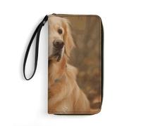 DWTJKMS Golden Retriever Long Wallet Slim PU Leather Wallets for Men Women Minimalist Wallet with Card Slots, white, 19.7x10.5cm