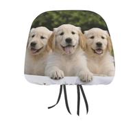DWTJKMS Golden Retriever Puppies Car Seat Headrest Cover 2 PCS Adjustable Reusable, Auto Interior Seat Accessories Cute Vintage Car Headrest Protector Seats Cover,for Most Cars