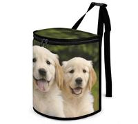 DWTJKMS Golden Retriever Puppies Car Trash Can with Lid Large Capacity Hanging Auto Trash Bin Leak-Proof Waterproof Trash Bin Cars Must Haves Interior Accessories