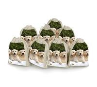 DWTJKMS Golden Retriever Puppies Gift Pouches 8PCS Portable Small Drawstring Storage Bags Pouches Reusable Cotton Linen Bunches Pocket For Wedding, Travel, Office, Workout (Unisex)