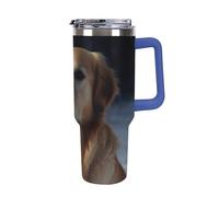 DWTJKMS Golden Retriever Stainless Steel Tumbler 40 Oz Leak-proof Large Capacity Car Cup with Handle Straw Double Wall Vacuum Insulated Cup Reusable Keeps Cold Or Hot Deep Blue-style