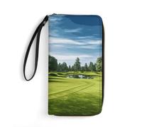 DWTJKMS Golf Course Lawn Long Wallet Slim PU Leather Wallets for Men Women Minimalist Wallet with Card Slots, white, 19.7x10.5cm