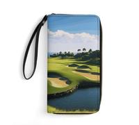 DWTJKMS Golf Course Long Wallet Slim PU Leather Wallets for Men Women Minimalist Wallet with Card Slots, white, 19.7x10.5cm