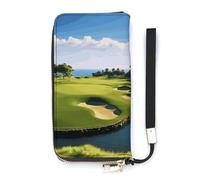 DWTJKMS Golf Course Long Wallet Slim PU Leather Wallets for Men Women Minimalist Wallet with Card Slots, white, 20x10.5cm