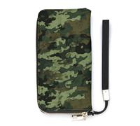DWTJKMS Green Military Camo Long Wallet Slim PU Leather Wallets for Men Women Minimalist Wallet with Card Slots, white, 20x10.5cm