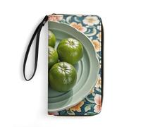DWTJKMS Green Oranges Long Wallet Slim PU Leather Wallets for Men Women Minimalist Wallet with Card Slots, white, 19.7x10.5cm