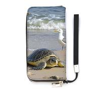 DWTJKMS Green Sea Turtle Long Wallet Slim PU Leather Wallets for Men Women Minimalist Wallet with Card Slots, white, 20x10.5cm