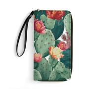 DWTJKMS Green Tropical Plant Long Wallet Slim PU Leather Wallets for Men Women Minimalist Wallet with Card Slots, white, 19.7x10.5cm
