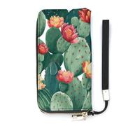 DWTJKMS Green Tropical Plant Long Wallet Slim PU Leather Wallets for Men Women Minimalist Wallet with Card Slots, white, 20x10.5cm