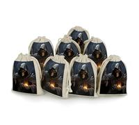 DWTJKMS Grim Reaper Gift Pouches 8PCS Portable Small Drawstring Storage Bags Pouches Reusable Cotton Linen Bunches Pocket For Wedding, Travel, Office, Workout (Unisex)