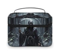 DWTJKMS Grim Reaper Makeup Bag, Cosmetic Organizer Case Large Portable Capacity Make Up Bags Women Travel Toiletry Bags with Handle And Divider