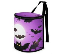 DWTJKMS Halloween Flying Purple Bats Car Trash Can with Lid Large Capacity Hanging Auto Trash Bin Leak-Proof Waterproof Trash Bin Cars Must Haves Interior Accessories