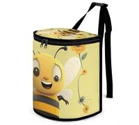 DWTJKMS Happy Bee Car Trash Can with Lid Large Capacity Hanging Auto Trash Bin Leak-Proof Waterproof Trash Bin Cars Must Haves Interior Accessories