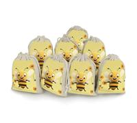 DWTJKMS Happy Bee Gift Pouches 8PCS Portable Small Drawstring Storage Bags Pouches Reusable Cotton Linen Bunches Pocket For Wedding, Travel, Office, Workout (Unisex)