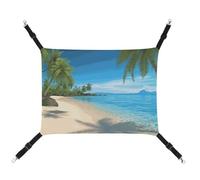 DWTJKMS Hawaiian Beach with Palm Trees Cat Hammock Soft Sleeping Hammocks Adjustable Pet Hammock All Season Use for Cats, Ferret, Puppy, Rabbits, Small Animals (Classical)
