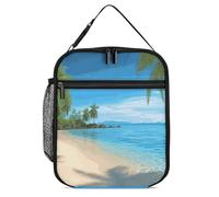 DWTJKMS Hawaiian Beach with Palm Trees Insulated Lunch Bag, Leakproof Cooler Bag for Men Women, with Handle Reusable Insulated Lunch Box for Office Work Picnic