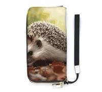 DWTJKMS Hedgehog Long Wallet Slim PU Leather Wallets for Men Women Minimalist Wallet with Card Slots, white, 20x10.5cm