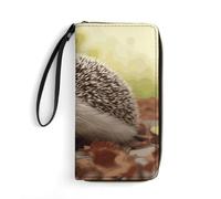 DWTJKMS Hedgehog Long Wallet Slim PU Leather Wallets for Men Women Minimalist Wallet with Card Slots, white, 19.7x10.5cm
