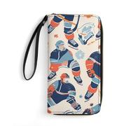 DWTJKMS Hockey Elements Creative Patterned Long Wallet Slim PU Leather Wallets for Men Women Minimalist Wallet with Card Slots, white, 19.7x10.5cm