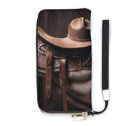 DWTJKMS Horse Saddle with A Cowboy Hat Wild Long Wallet Slim PU Leather Wallets for Men Women Minimalist Wallet with Card Slots, white, 20x10.5cm