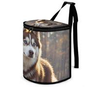 DWTJKMS Husky Dog Car Trash Can with Lid Large Capacity Hanging Auto Trash Bin Leak-Proof Waterproof Trash Bin Cars Must Haves Interior Accessories