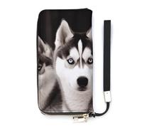 DWTJKMS Husky Dog Long Wallet Slim PU Leather Wallets for Men Women Minimalist Wallet with Card Slots, white, 20x10.5cm