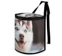 DWTJKMS Husky Piquant Dog Car Trash Can with Lid Large Capacity Hanging Auto Trash Bin Leak-Proof Waterproof Trash Bin Cars Must Haves Interior Accessories