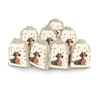 DWTJKMS I Love My Dog Dachshunds Gift Pouches 8PCS Portable Small Drawstring Storage Bags Pouches Reusable Cotton Linen Bunches Pocket For Wedding, Travel, Office, Workout (Unisex)