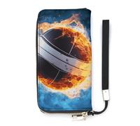 DWTJKMS Ice And Fire Volleyball Long Wallet Slim PU Leather Wallets for Men Women Minimalist Wallet with Card Slots, white, 20x10.5cm