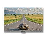 DWTJKMS Inspirational Road Ahead. Business Card Holder Aluminum Alloy Card Case Metal Name Card Holder for Men Women Professional Credit Card ID Case for Office Business Unique Gift