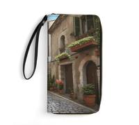 DWTJKMS Italian Town Street Long Wallet Slim PU Leather Wallets for Men Women Minimalist Wallet with Card Slots, white, 19.7x10.5cm