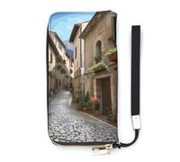 DWTJKMS Italian Town Street Long Wallet Slim PU Leather Wallets for Men Women Minimalist Wallet with Card Slots, white, 20x10.5cm