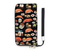 DWTJKMS Japanese Sushi Black Long Wallet Slim PU Leather Wallets for Men Women Minimalist Wallet with Card Slots, white, 20x10.5cm